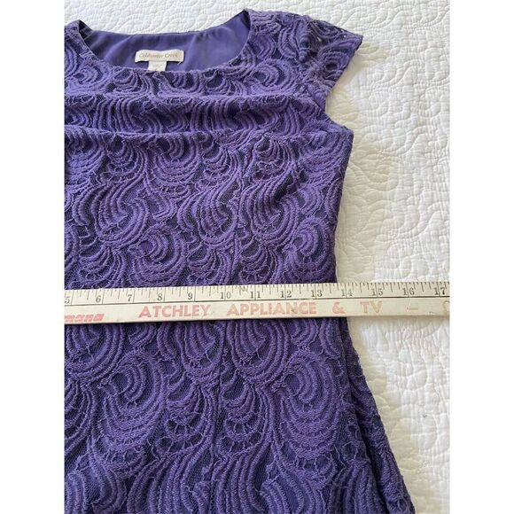 Coldwater Creek Purple Lace Knee Length Dress Size 4 Cap Sleeve​ - Picture 13 of 14